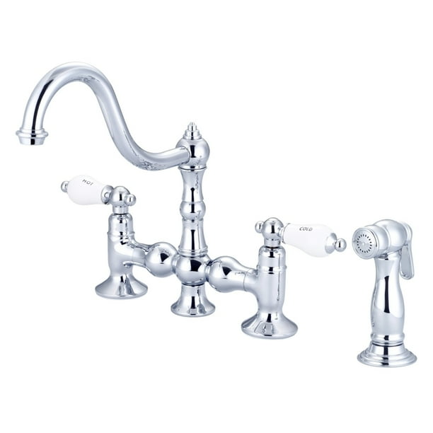 Water Creation F5-0010-01-PX Chrome Bridge Style Kitchen Faucet With Side Spray Water Creation F5-0010-01-PX Chrome Bridge Style Kitchen Faucet With Side Spray